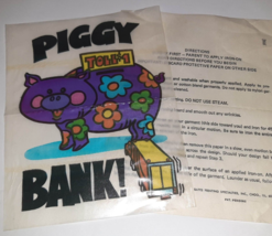 Vintage Bates Piggy Bank MOD Iron On Tee Shirt Transfer 1970&#39;s w/Instruc... - £4.46 GBP