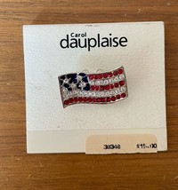 Carol Dauplaise Rhinestone USA American Flag Brooch Pin Vintage - £11.75 GBP
