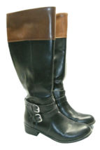 Arizona Boots Denver Women Size 6.5 Buckles Black Brown Knee High Closed Toe - £16.66 GBP