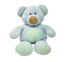 9" Ty Pluffies 2002 Bluebeary Blue + Green Baby Teddy Bear Stuffed Animal Plush - $37.05