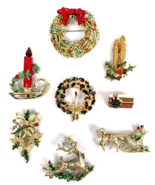 Vintage Brooch Lot Christmas Pin Rhinestone Crystals Tree Wreath Candle ... - £36.34 GBP