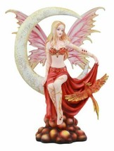 Ebros Large Celestial Crescent Ember Moon Fire Elemental Phoenix Fairy S... - £69.97 GBP