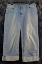 Boden Capri Jeans Women Size 8 Blue Denim Cotton Pockets Flat Front Straight Leg - £17.74 GBP