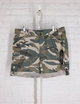 CHARLIE B Cuffed Cargo Shorts Green Tan Camo Zipper Pockets NWT Womens 14 16 - $32.00