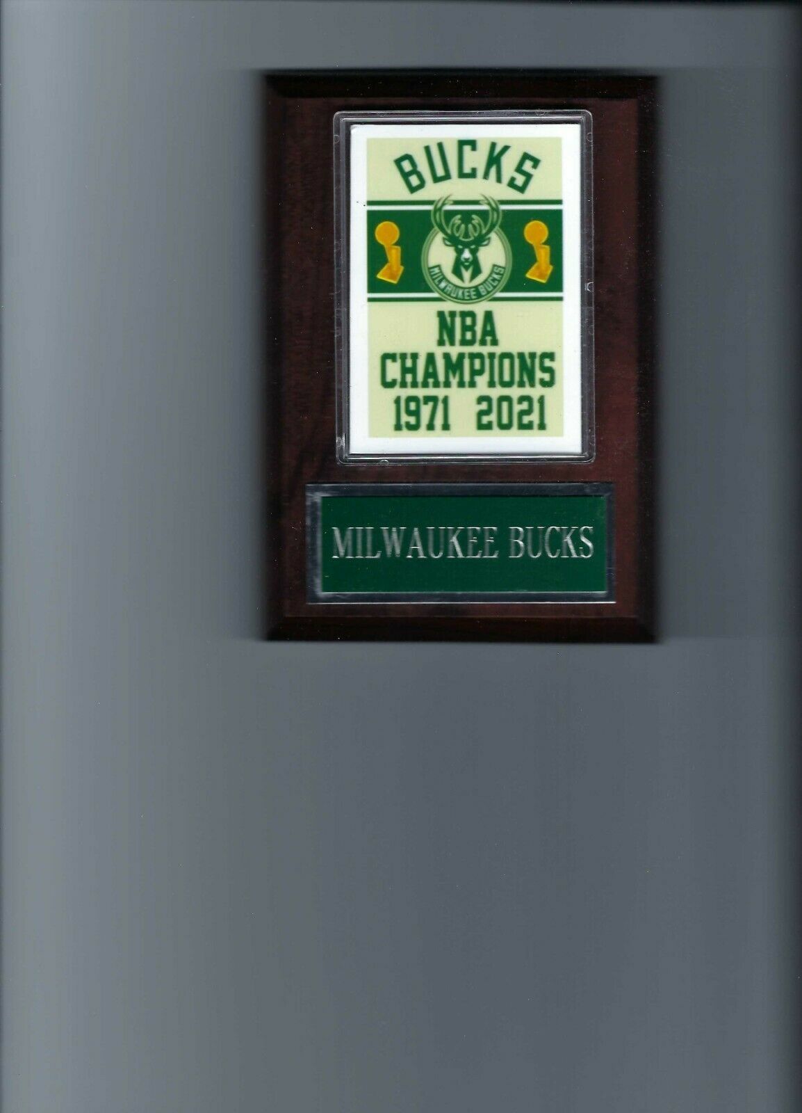 Primary image for 2021 MILWAUKEE BUCKS CHAMPS PLAQUE BASKETBALL NBA CHAMPIONS 1971