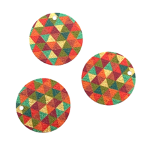 10 Charms Gold Triangle Geometrical 20mm Textured Thin Flat Round Bead Findings - £3.94 GBP