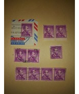 Lot #5 10 1954 Lincoln 4 Cent Cancelled Postage Stamps Purple Vintage VT... - $14.85