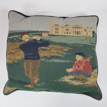 Vintage 1940s Golf Golfing Square Throw Pillow 16x14 Inch - $83.22