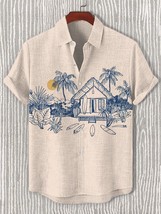 Men&#39;s Resort Beach Scenery Art Print Short Sleeve Shirt - $26.00