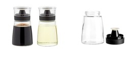 5.5 oz 2 Piece Small Oil and Vinegar Dispensers, Glass Bottles w/ No Drip Tops - £31.16 GBP