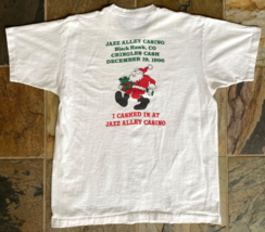 Jazz Alley Casino T Shirt Christmas Santa White 90s Vtg XL Black Hawk Co... - $20.00