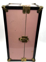 Vintage Pink Metal Doll Trunk Case Black Cass Toys 14&quot; x 7&quot; x 7&quot; Suitcase - £29.39 GBP