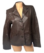 Motto Womens Brown Notch Collar Lined Leather Blazer Jacket Size Small 6/8 - $49.49