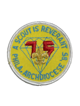 1985 BSA Boy Diamond Jubilee A Scout Is Reverant Phila Archdiocese Patch 3&quot; - $6.99