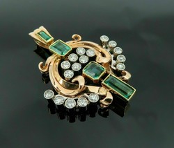 2Ct Emerald CZ Cut Green Victorian Edwardian Pendant 14K Two Tone Gold Finish - £152.00 GBP