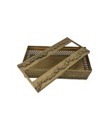 Vintage Hollywood Regency Tissue Box w Cover Gold Tone Filigree Floral M... - $370.65 MXN
