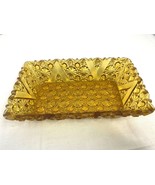 Vintage Amber Cut Glass Rectangular Relish/Pickle/ Celery Dish - $10.44