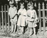 3 Barefoot Kids in Front of a Un-Painted Picket Fence Black and White Photo - $17.80