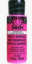 FolkArt Plaid Multi-Surface Satin Acrylic Paint, 2896CA Bright Pink Rose, 2 Oz. - £3.14 GBP