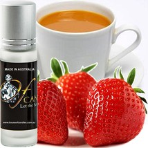 White Tea &amp; Strawberries Premium Scented Roll On Fragrance Perfume Oil Vegan - £10.22 GBP+