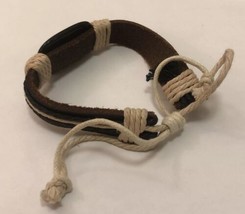 Leather Etched Toucan Bracelet Black Brown Cord Adjustable Unisex Fashion - £15.94 GBP