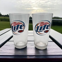 Miller Light Pint Drinking Glasses Lot of 2 Logo Barware Pub Breweriana USA - $15.00