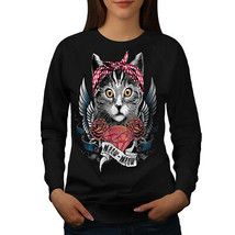 Wellcoda Cute Heart Wings Meow Cat Womens Sweatshirt,  Casual Pullover Jumper - £23.16 GBP+