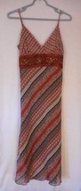 B. Moss Spaghetti strap tie back dress Size 6 lined beaded brown orange - $417.23 MXN