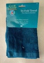 Club Champ Tri Fold Golf Towel With Bag Clip 16&quot; X 25&quot; Cotton Green - £10.15 GBP