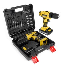 Portable Power Drill Set With 37Pcs Drill Bit,21V Cordless Drill Kit Wit... - £60.93 GBP