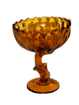 Vintage Indiana Glass Compote Candy Dish 7.75&quot; Depression Carnival Glass Lotus - £17.65 GBP