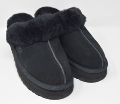 UGG Black Lamb Fur Cosquette Slide Womens Slippers 8 US New - £80.38 GBP