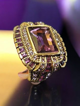 Heidi Daus Bronze and Purple Amethyst Swarovski Crystal Statement Ring Sz 6 - £53.57 GBP