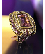 Heidi Daus Bronze and Purple Amethyst Swarovski Crystal Statement Ring Sz 6 - $71.37