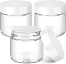 2 oz Glass Jars with Lids 3 pack Clear Small Jar with White Lids - $11.92
