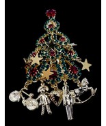Signed Vintage Kirk&#39;s Folly Toyland Rhinestone Christmas Tree Brooch LE ... - £99.91 GBP