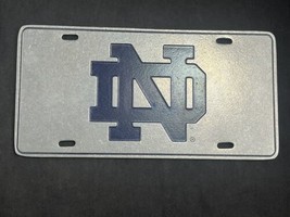 University Of Notre Dame Fightin Irish ND License Plate Pewter Tone Heavy NEW - £30.95 GBP
