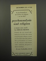 1950 Yale University Press Book Ad - Psychoanalysis and Religion by Erich Fromm - £14.78 GBP