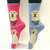 2 PAIRS Foozys Women&#39;s Socks YELLOW LAB, Canine Collection, NEW - $8.99