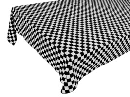 58&quot;x84&quot; - Black and White - Tablecloth Checkerboard Print Wedding Birthdays - £36.75 GBP