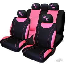 For AUDI New Flat Cloth Black and Pink Car Seat Covers With Paws Set - $40.44