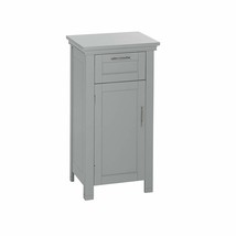 Gray Grey Narrow Wooden Floor Cabinet 3 Tier Bathroom Shelf Towel Storage Door - £146.05 GBP