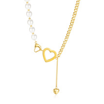 Simple Elegant Heart Pearl Necklace For Girls Light Luxury High-Grade Pendant Je - £15.18 GBP