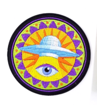 UFO &amp; All Seeing Eye Iron On Embroidered Patch  We Are Not Alone - £4.35 GBP