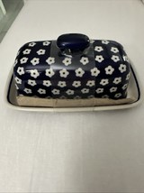 Boleslawiec Polish Pottery Butter Dish Blue Falling Daisy Manufaktura  N... - $41.17