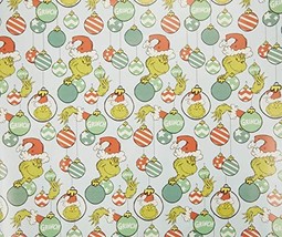 1 Roll Dr Seuss How The Grinch Stole Christmas Ornament Gridline Wrapping Paper  - £19.72 GBP