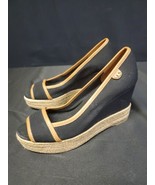 Tory Burch Majorca Wedge Espadrille Sandals Shoes Black And Tan Size 5 O... - €33,79 EUR