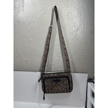 Vera Bradley Quilted Brown Black Zebra Print Crossbody Bag Built-in Wallet - $27.45