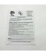 Owner&#39;s User&#39;s Manual or Dirt Devil Hand Held Cleaning Machine - $5.93