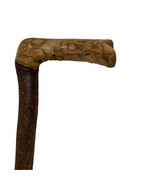 Brown Wood Bark Crooked Carved Walking Stick Cane Staff Thick Handle 32.... - £29.58 GBP